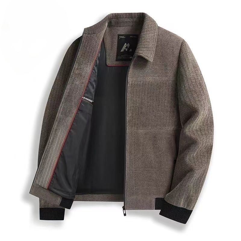 Ανδρικό χειμερινό μπουφάν από μαλλί με επένδυση φλίς, χοντρό, με γιακά τύπου πέτο και κουκούλα