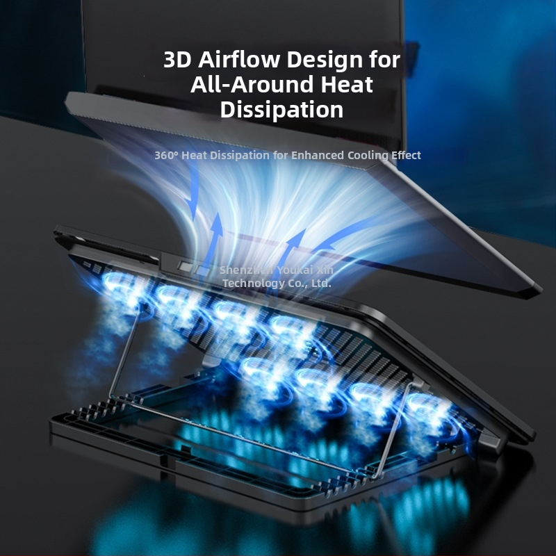 Q6 Nešiojamojo kompiuterio aušinimo pagrindas, oro aušinimas, 2 ventiliatoriai, žaidimų nešiojamiems