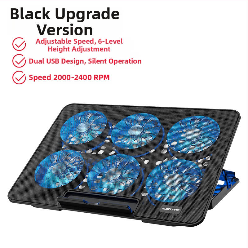 Q6 Nešiojamojo kompiuterio aušinimo pagrindas, oro aušinimas, 2 ventiliatoriai, žaidimų nešiojamiems