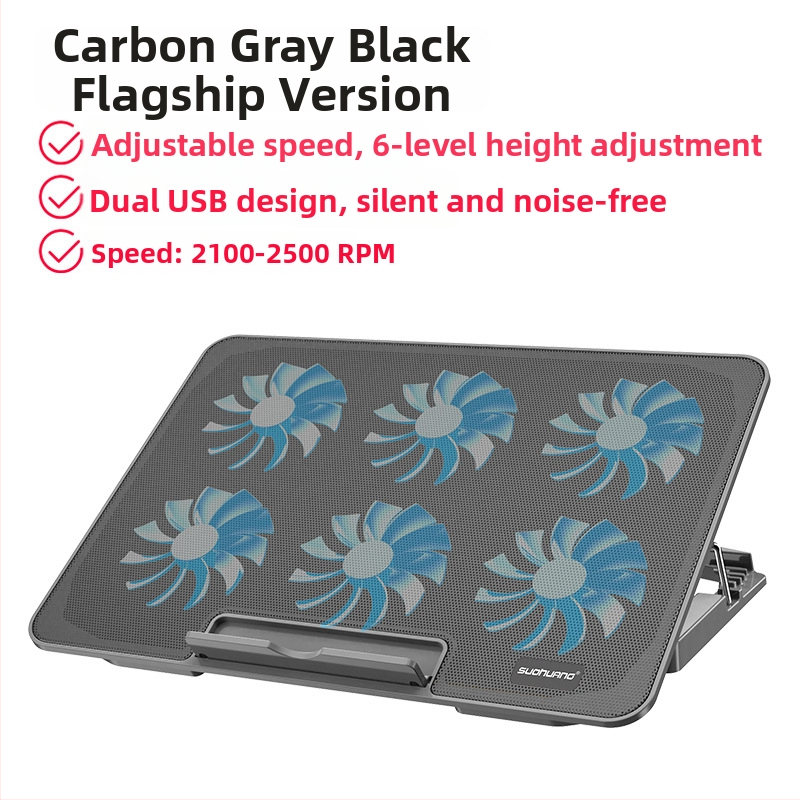 Q6 Nešiojamojo kompiuterio aušinimo pagrindas, oro aušinimas, 2 ventiliatoriai, žaidimų nešiojamiems