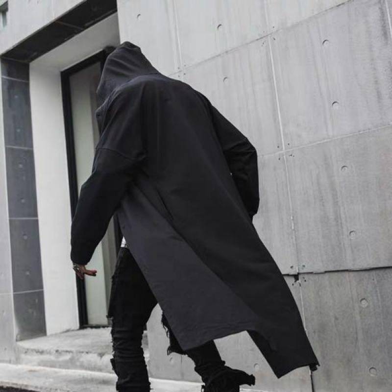 Мъжко средно дълго тренч палто с ревърсивен дизайн, цип, стойков яка, без качулка, дебел плат памук-лен, подплата полиестер, джобове с патч-детайли, контрастни детайли, зимна употреба