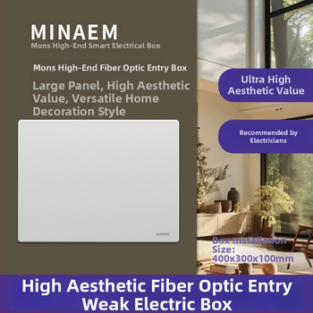Cutie încastrată pentru joasă tensiune, cu modul multimedia pentru fibră optică, pentru utilizare în interior. Brand Minaem/Monsan. Carcasă și capac din ABS.
