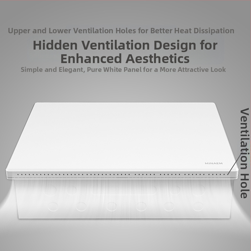 Skrytá skriňa nízkeho prúdu s multimediálnym informačným modulom pre domácu optickú sieť, vnútorné použitie. Značka Minaem/Monsan. Obal a kryt z ABS.