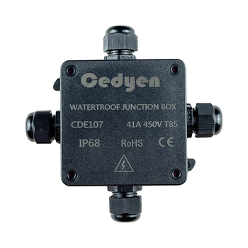 Ūdensizturīga savienojumu kaste CDE107 – kabelu savienojumiem, čipu kastītei un iegravētā lampas savienojumam, polykarbonāta korpuss