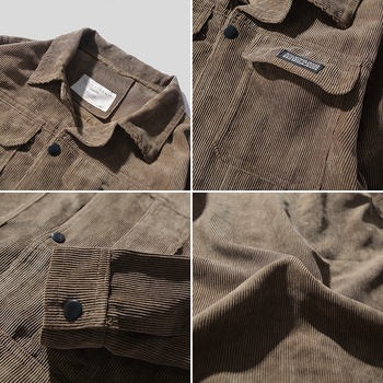 Corduroy jakna, otporna na habanje, korejski stil, slim fit, duge rukave