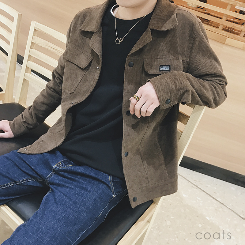 Corduroy jakna, otporna na habanje, korejski stil, slim fit, duge rukave