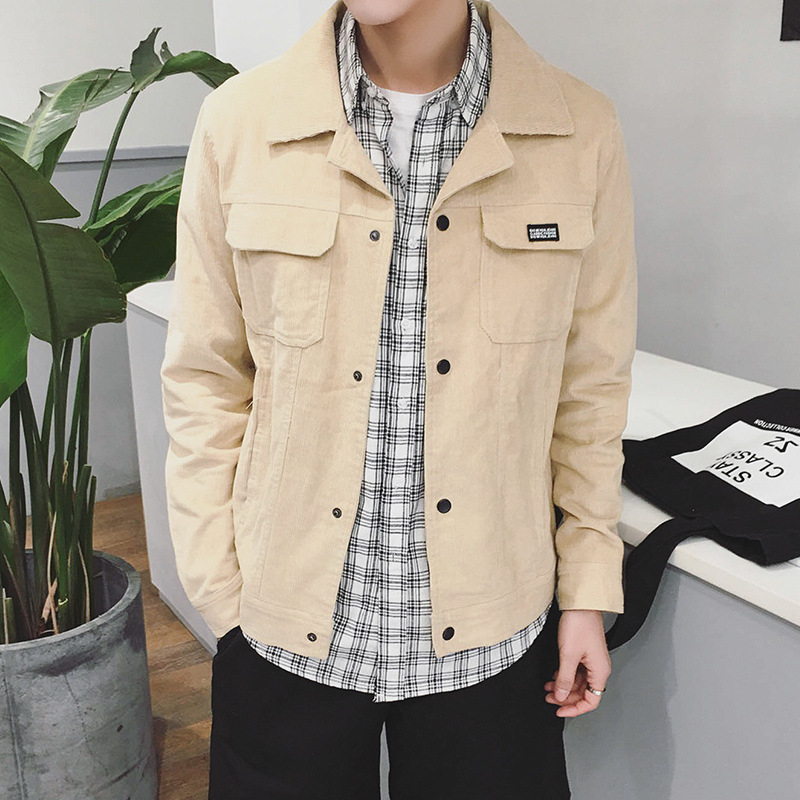 Corduroy jakna, otporna na habanje, korejski stil, slim fit, duge rukave