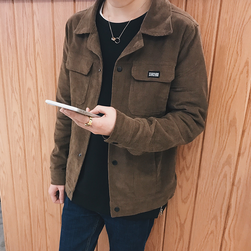 Corduroy jakna, otporna na habanje, korejski stil, slim fit, duge rukave