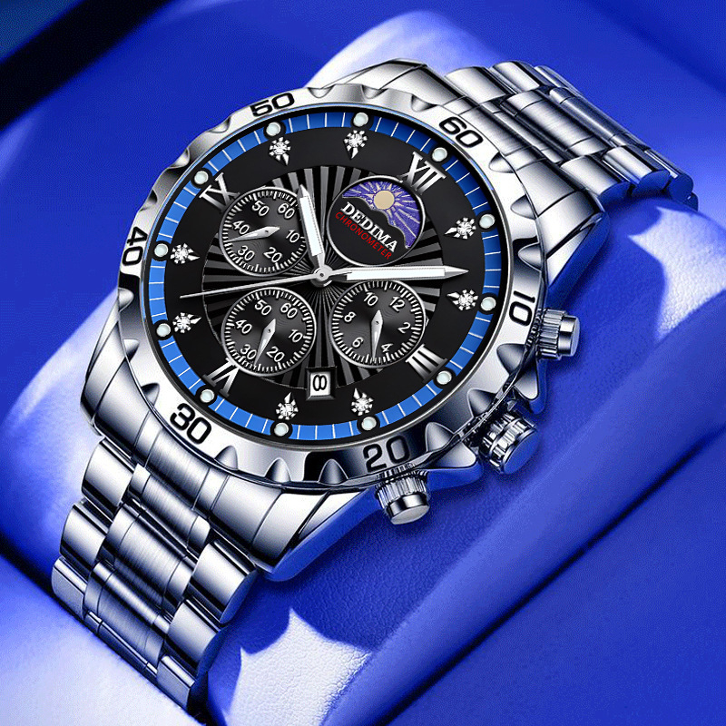 Delma D506 Férfi Sport Quartz Karóra Holdfázis, Világító, Kronográf, Vízálló 30M