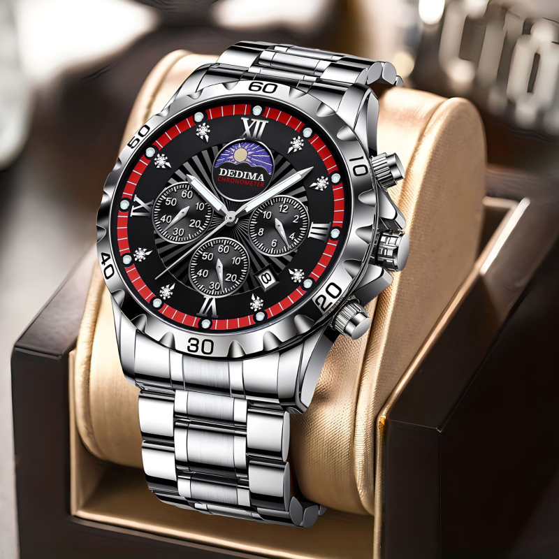 Delma D506 Férfi Sport Quartz Karóra Holdfázis, Világító, Kronográf, Vízálló 30M