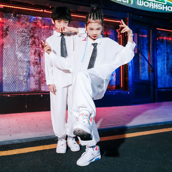 Gyerekek utcai tánc ing, álló gallér, hosszú ujjú, pamut-poliészter keverék, uniszex (álló gallér; hosszú ujjú; pamut-poliészter keverék; uniszex)