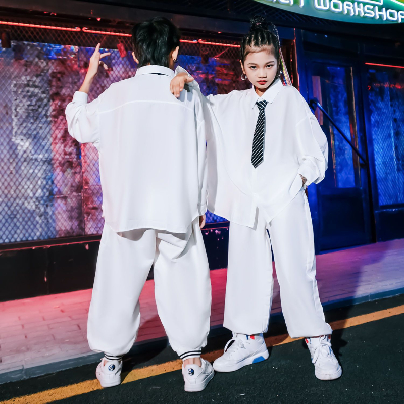 Gyerekek utcai tánc ing, álló gallér, hosszú ujjú, pamut-poliészter keverék, uniszex (álló gallér; hosszú ujjú; pamut-poliészter keverék; uniszex)