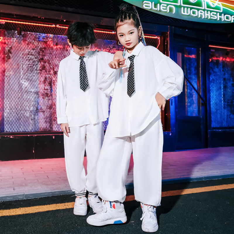 Gyerekek utcai tánc ing, álló gallér, hosszú ujjú, pamut-poliészter keverék, uniszex (álló gallér; hosszú ujjú; pamut-poliészter keverék; uniszex)