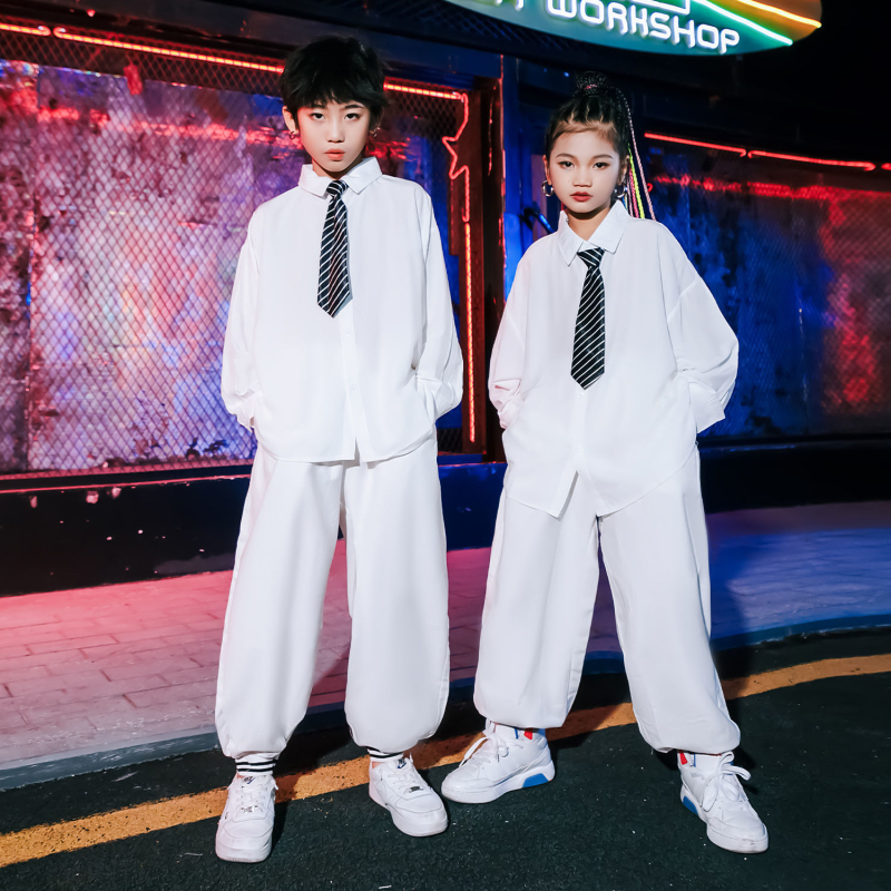 Gyerekek utcai tánc ing, álló gallér, hosszú ujjú, pamut-poliészter keverék, uniszex (álló gallér; hosszú ujjú; pamut-poliészter keverék; uniszex)