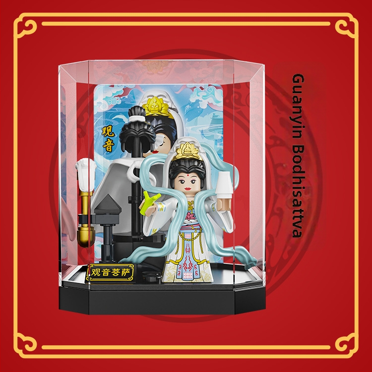 Μίνι φιγούρα κατασκευαστικό σετ Monkey King και Guanyin, ABS πλαστικό, έως 38 τεμάχια, κατάλληλο για ηλικίες 7–14