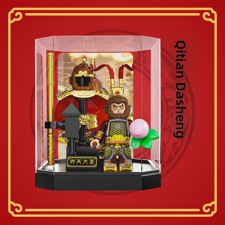 Μίνι φιγούρα κατασκευαστικό σετ Monkey King και Guanyin, ABS πλαστικό, έως 38 τεμάχια, κατάλληλο για ηλικίες 7–14