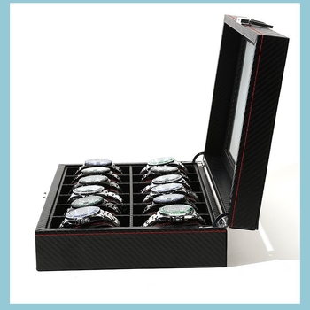 Κουτί ρολογιών από ανθρακονήματα και PU δέρμα — συνθετικά υλικά; θήκη αποθήκευσης ανθεκτική στη σκόνη; κουτί συσκευασίας; προέλευση Κίνα (Jinhua, Zhejiang); κωδικός προϊόντος 2018082901