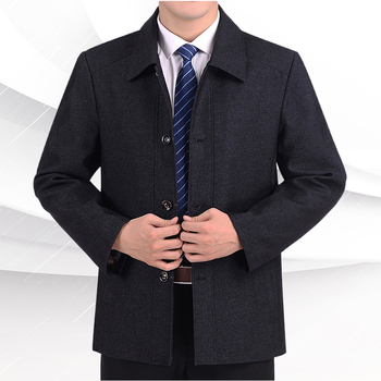 Férfi poliészter dzseki, gallérral, laza szabás, egysoros gombolás, casual stílus