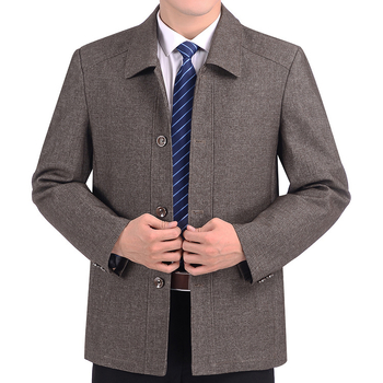 Férfi poliészter dzseki, gallérral, laza szabás, egysoros gombolás, casual stílus