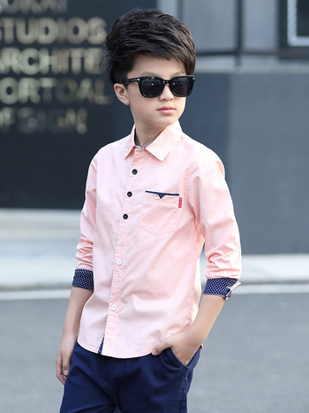 Fiúknak szóló hosszú ujjú gyermeking, 100% pamut, galléros, pöttyös mintázat, 8+ éveseknek, tavasz–ősz