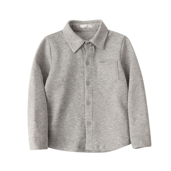 Ученическа памучна плетена риза за училище, унисекс, дълъг ръкав, едноцветна, подходяща за пролет и есен