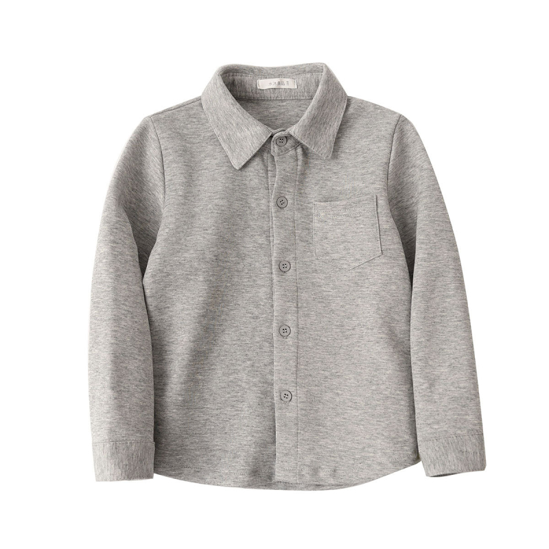 Ученическа памучна плетена риза за училище, унисекс, дълъг ръкав, едноцветна, подходяща за пролет и есен