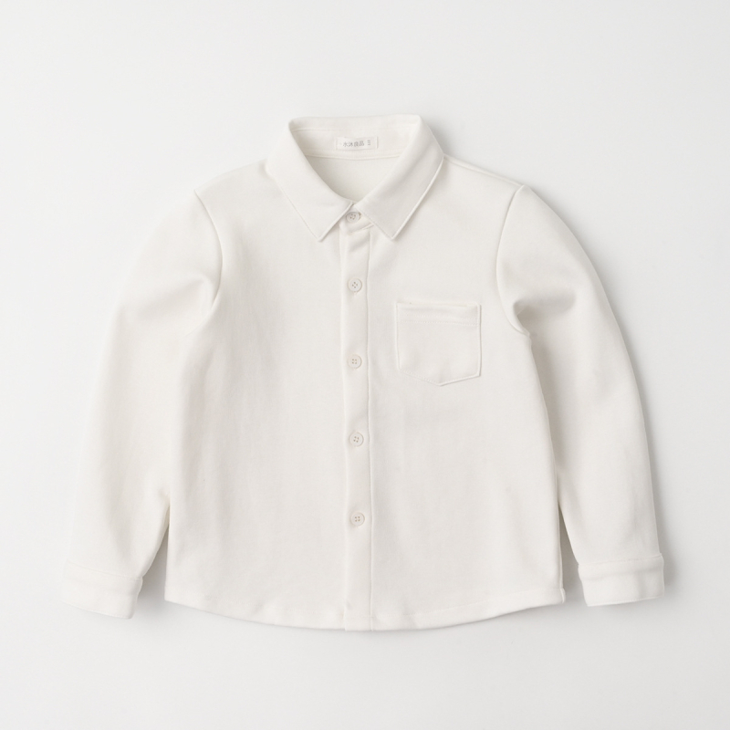 Ученическа памучна плетена риза за училище, унисекс, дълъг ръкав, едноцветна, подходяща за пролет и есен