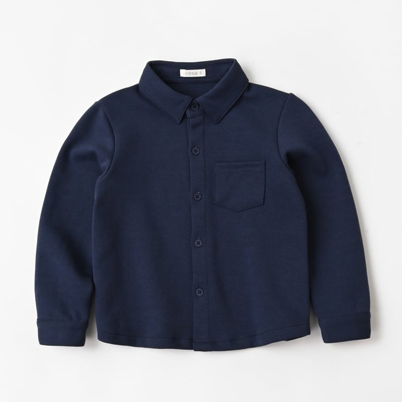 Ученическа памучна плетена риза за училище, унисекс, дълъг ръкав, едноцветна, подходяща за пролет и есен