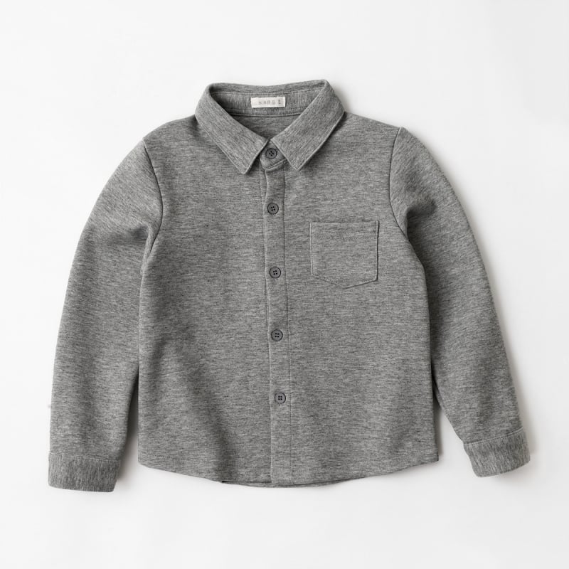 Ученическа памучна плетена риза за училище, унисекс, дълъг ръкав, едноцветна, подходяща за пролет и есен