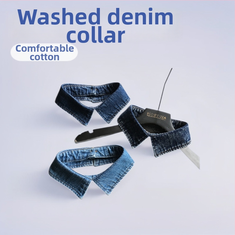 Pulover din bumbac cu guler decorativ fals - Stil coreean, model solid, căptușeală din bumbac, Iarnă 2025