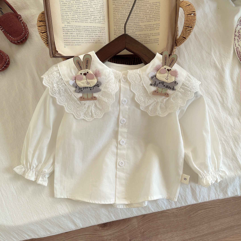 Trostruki dječji set: džemper s dugim rukavima, čipkasta košulica i traperice s motivom zeko; 95% pamuk; proljeće/jesen; za bebe i djecu od 1 do 3 godine.