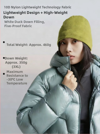 Pehelydzseki kapucnival, rövid fazon, uniszex, töltet 86-90% kacsa toll, hideg elleni védelem -30°C/-15°C