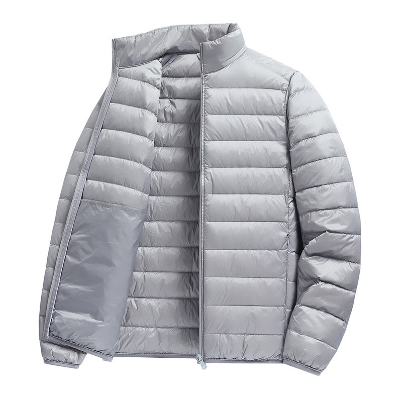 Férfi tollkabát — szélálló, könnyű, külső nylon, töltet fehér kacsapú 46–50%, loft 550