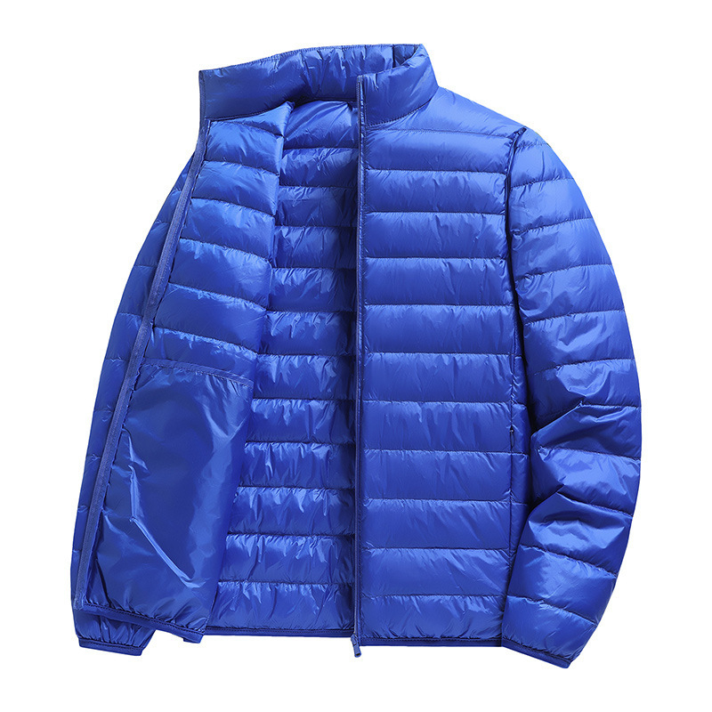 Férfi tollkabát — szélálló, könnyű, külső nylon, töltet fehér kacsapú 46–50%, loft 550