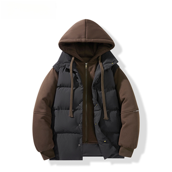 Kapucnis pamut dzseki selyem-pamut töltettel, cipzár, 3D zsebek, laza szabás