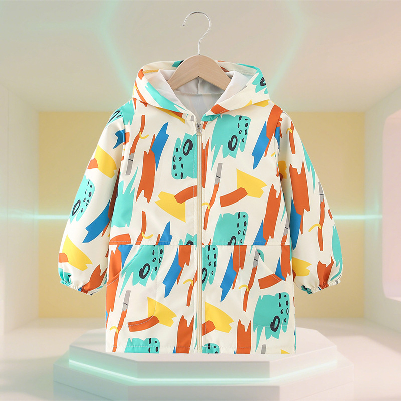 Bērnu ūdensdroša aizsargpārvalka ar ziedu rakstu, universāla, poliesters, 3-8 gadi, rudens 2025