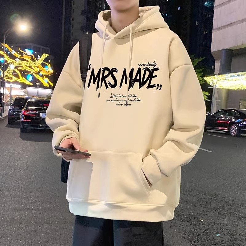 Muški oversize hoodie s kapuljom, pamukova smjesa, fleece podstava, labav kroj, svakodnevni kampus stil