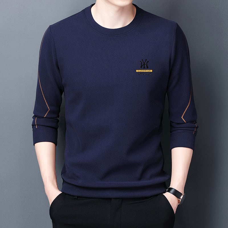 Ανδρικό φούτερ με διπλής όψης DeRong βελούρι φλίς, με λαιμό στρογγυλό, μακριά μανίκια, βαμβάκι 81–90%, κατάλληλο για άνοιξη και φθινόπωρο