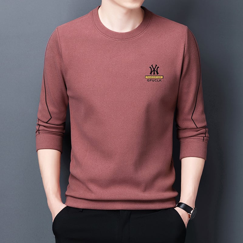 Ανδρικό φούτερ με διπλής όψης DeRong βελούρι φλίς, με λαιμό στρογγυλό, μακριά μανίκια, βαμβάκι 81–90%, κατάλληλο για άνοιξη και φθινόπωρο