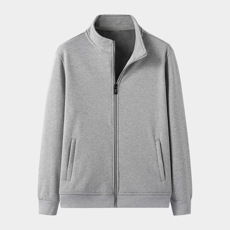 Ανδρικό πουλόβερ-καρντγιάν με σταθερό γιακά και φερμουάρ, φλίς ύφασμα, πολυεστέρα 96%+, ίσιο κόψιμο, πλαϊνές τσέπες, μακριά μανίκια