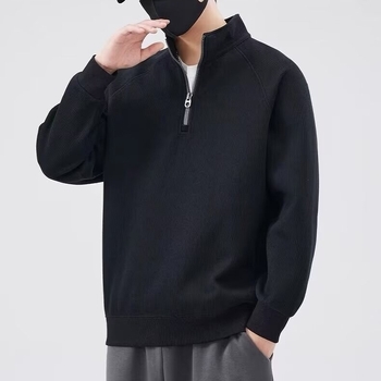 Corduroy φούτερ με φερμουάρ, χοντρό, γιακά με λαπλ, μακριά μανίκια