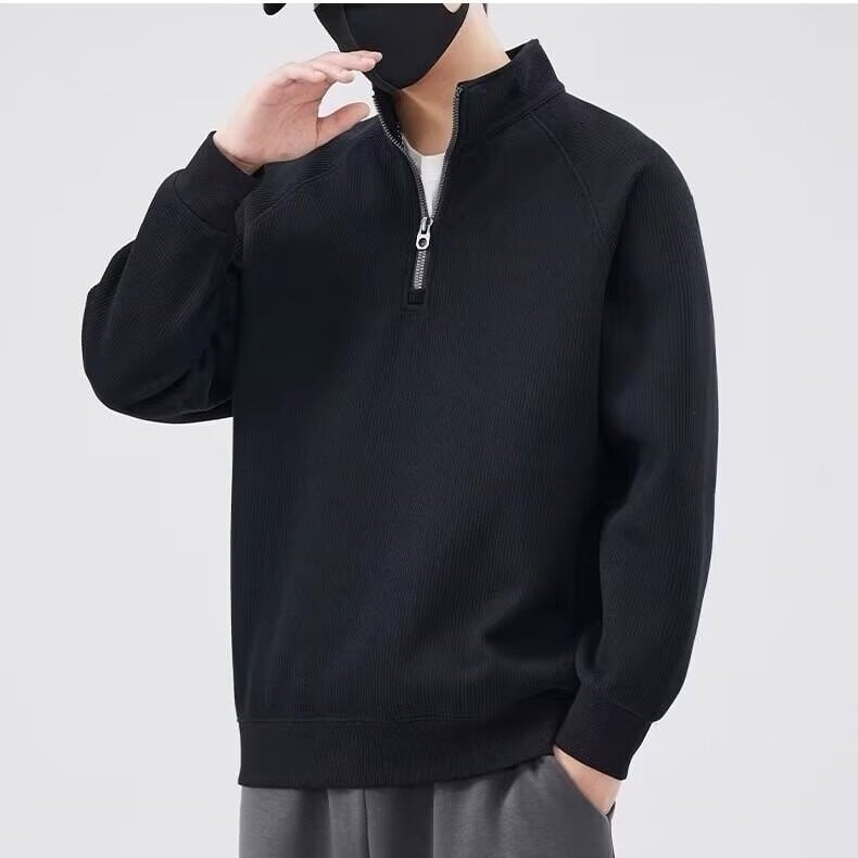 Corduroy φούτερ με φερμουάρ, χοντρό, γιακά με λαπλ, μακριά μανίκια