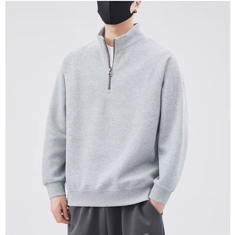 Corduroy φούτερ με φερμουάρ, χοντρό, γιακά με λαπλ, μακριά μανίκια