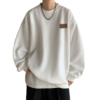 Pamut fleece pulóver, kerek nyakú, gallér nélküli, laza szabás, hosszú ujjú, karikatúra mintás