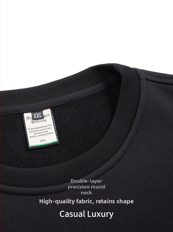 Džemperis su fliso pamušalu, storas ir šiltas – apvalus kaklo iškirptė, ilgos rankovės, laisvas kirpimas