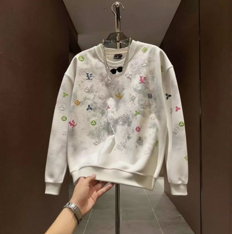 Muški premium sweatshirt s tie-dye uzorkom, okrugli izrez, dugi rukavi, slim fit, jesen 2024