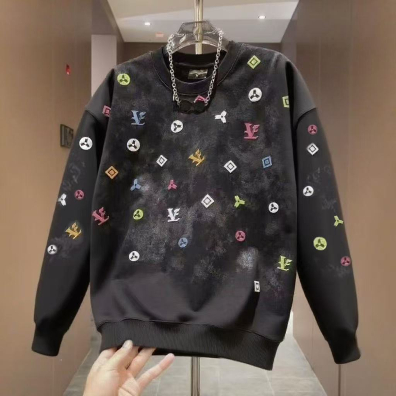 Muški premium sweatshirt s tie-dye uzorkom, okrugli izrez, dugi rukavi, slim fit, jesen 2024