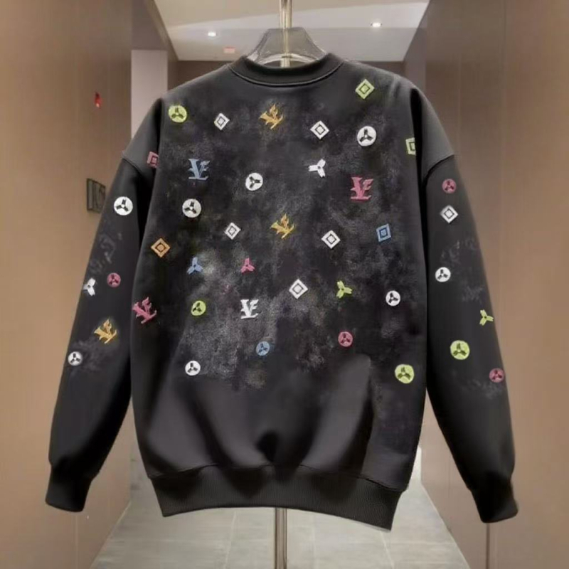 Muški premium sweatshirt s tie-dye uzorkom, okrugli izrez, dugi rukavi, slim fit, jesen 2024