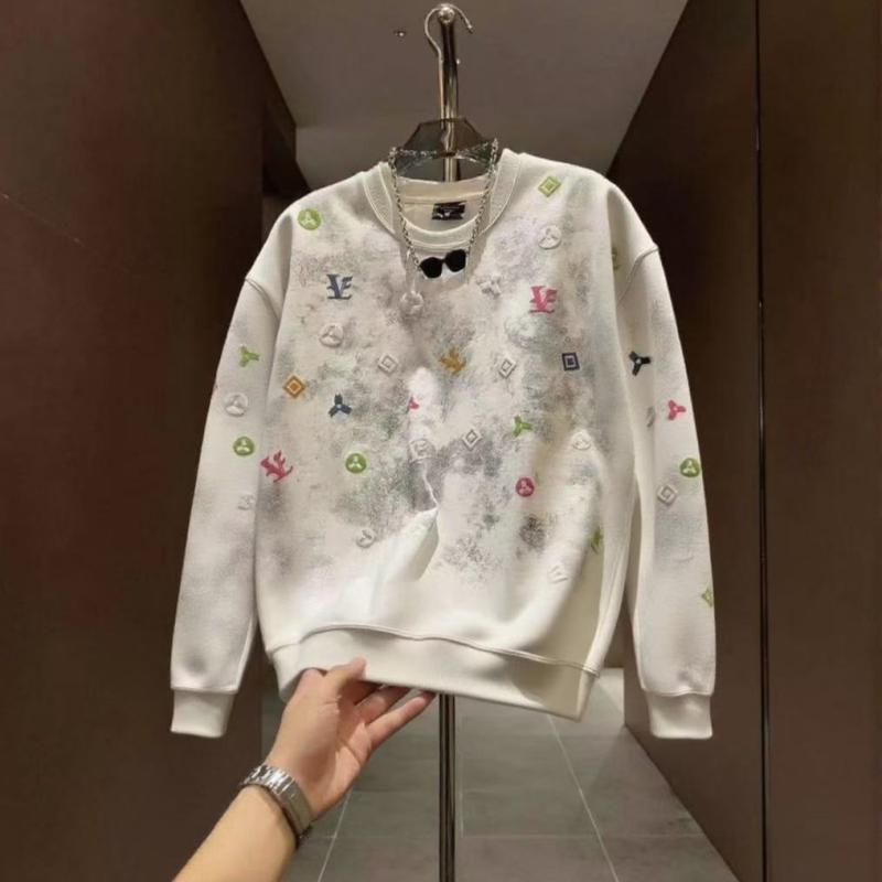 Muški premium sweatshirt s tie-dye uzorkom, okrugli izrez, dugi rukavi, slim fit, jesen 2024
