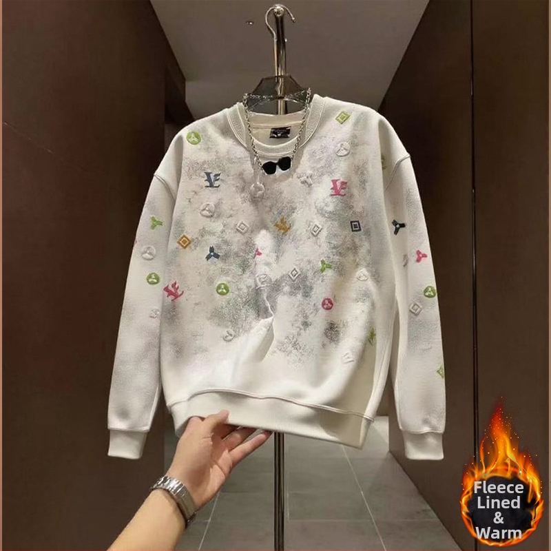 Muški premium sweatshirt s tie-dye uzorkom, okrugli izrez, dugi rukavi, slim fit, jesen 2024